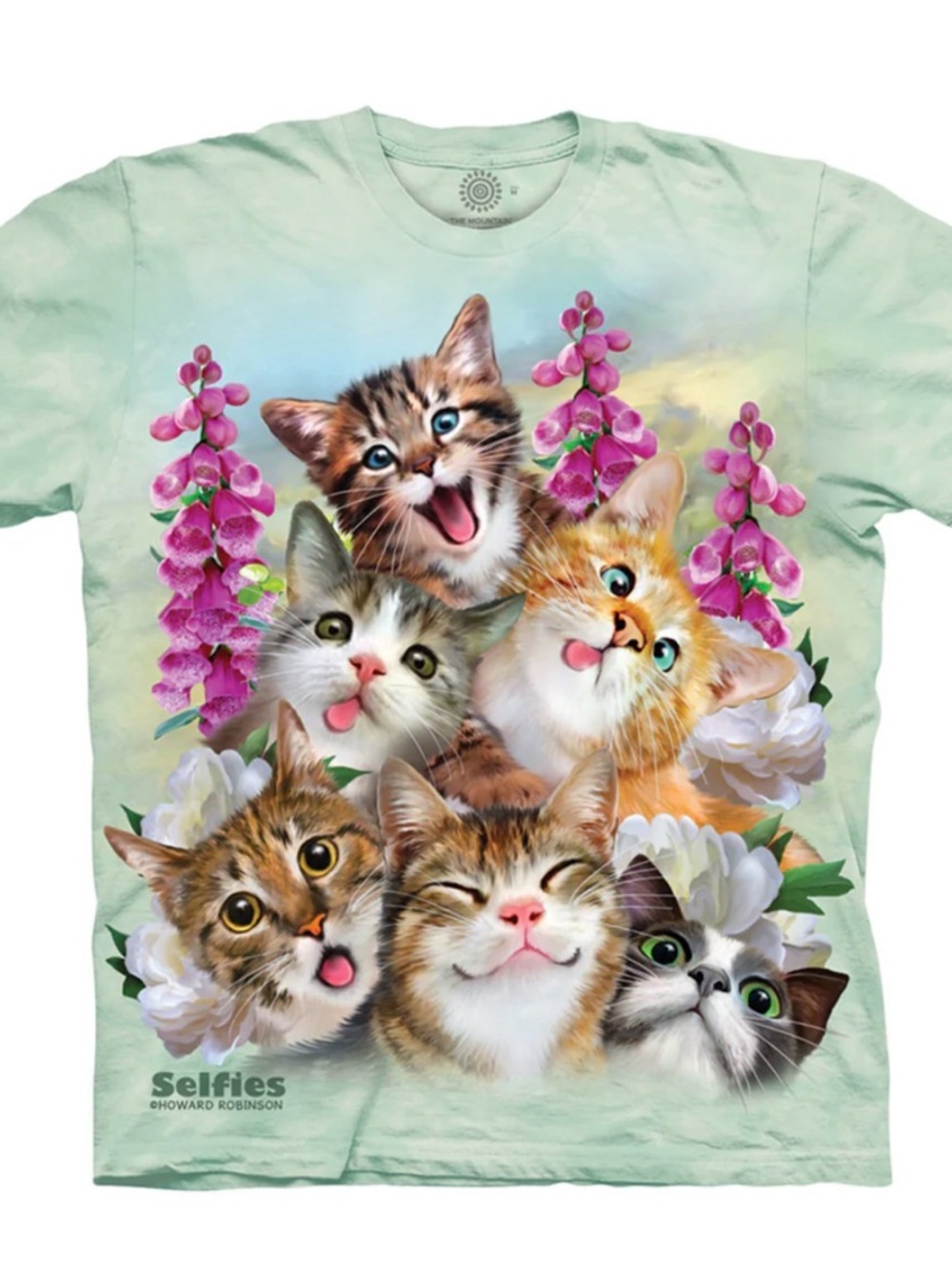 The Mountain Cat Selfie Graphic Tee XL Y2K Cute Kawaii Cottagecore Kitten C59